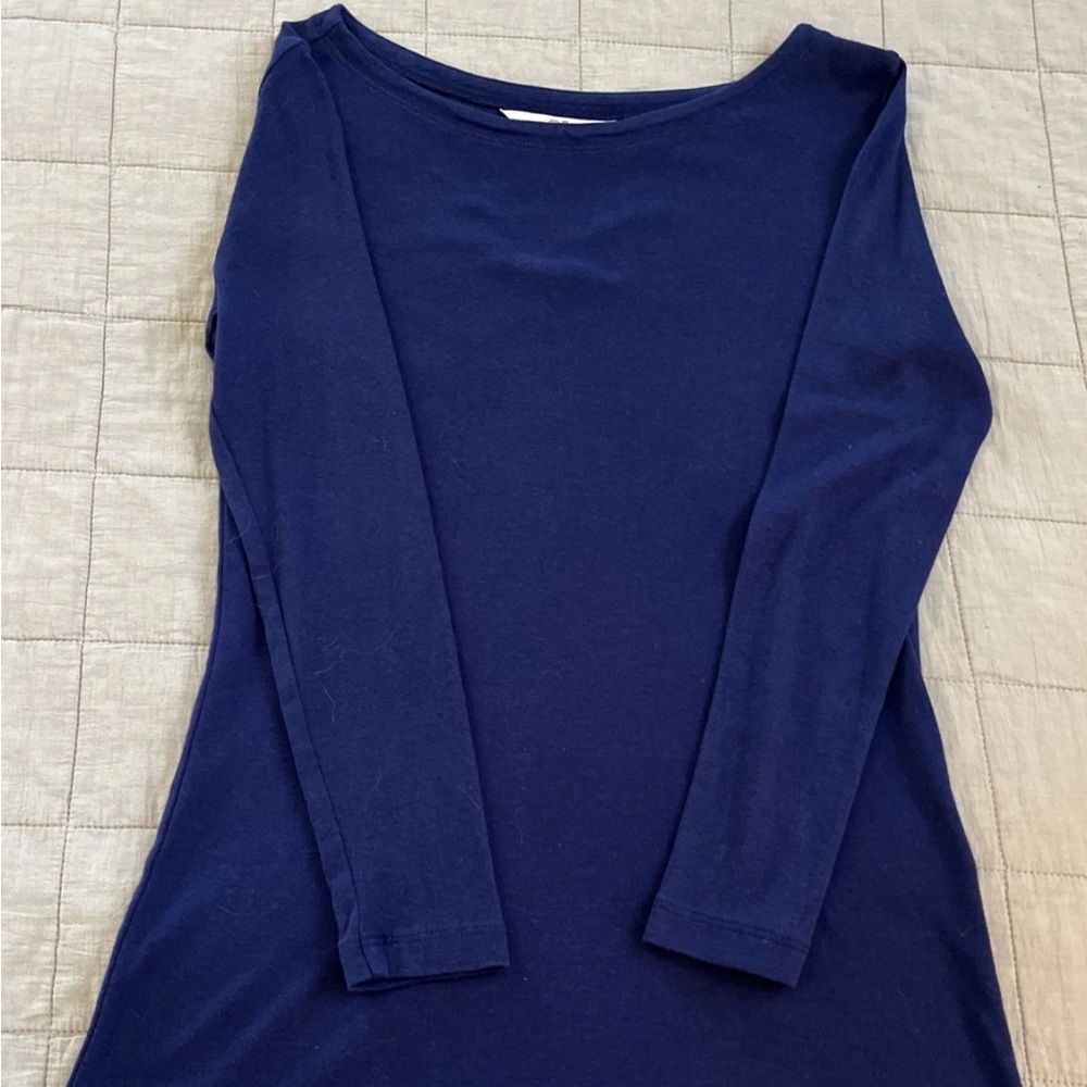 Vineyard Vines Women’s Subtle Long-Sleeve Marine-Blue Boatneck Tee NWOT XS